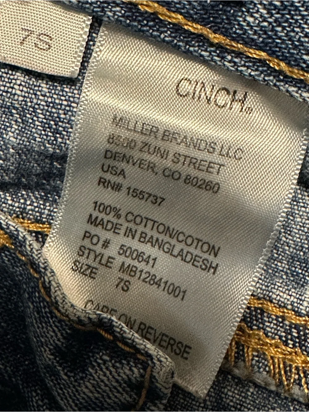 Cinch Little Boy's White Label Slim Fit Jeans MB12841001 Sz 7 Slim *NEEDS REPAIR